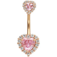Excepro 14G(1.6Mm) Double Heart Cubic Zirconia Navel Belly Button Ring 316L Surgical Steel Piercing Jewelry?