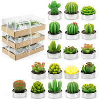 Lawei 18 Pack Cactus Tealight Candles - Handmade Delicate Succulent Mini Plants Candles - Perfect For Home Decor Candles Festival Wedding Props And House-Warming Party