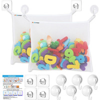 2 X Bath Toy Net - Kids Bath Tub Toy Holder Basket, Mesh Bag For Bath Toys, Baby Bathtub Toy Storage Organizer, Large Bathroom Bucket - Toddler Shower Caddy Hanging Bin With 6 Suction Cups & 4 Hooks
