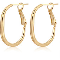 Toheart 14K Gold Hoop Earrings For Womens Rectangle Hoop Earrings Gold Plated Small Hoops