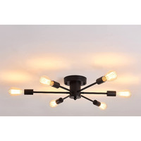 Uofus 6 Lights Ceiling Light Fixtures Modern Edison Chandelier Industrial Semi Flush Mount Close To Ceiling Light For Study Dining Room Kitchen Bedroom Living Room Farmhouse Black Matte..