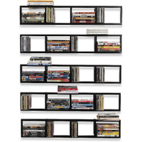 You Have Space Black Floating Shelves For Wall, 34 Inch Video Games Cd Dvd Storage Shelves, Cube Storage Organizer Shelf Set Of 5