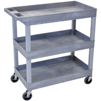 Luxor High Capacity 3 Tub Shelves Cart In Gray