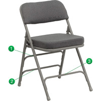 Flash Furniture Hercules Series Premium Curved Triple Braced & Double Hinged Gray Fabric Metal Folding Chair
