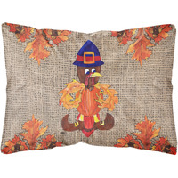 ""Caroline's Treasures Thanksgiving Turkey Pilgrim Fleur De Lis Decorative Fabric Pillow, Large, Multicolor""