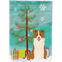 ""Caroline's Treasures Bb4244Gf Merry Christmas Tree Border Collie Red White Garden Size Flag, Small, Multicolor""
