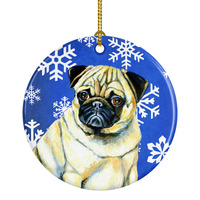 ""Caroline's Treasures Lh9297-Co1 Pug Winter Snowflake Holiday Ceramic Ornament, Multicolor""