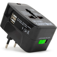 19V69 Italia International Travel Adapter With Two Usb Ports (Black)