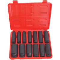 13 Pc. 1/2"" Drive 6 Point Sae Deep Impact Socket Set