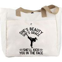 Tobgbe Karate Taekwondo Tote Bag Martial Arts Gift Karate Lover Gift Taekwondo Game Gift (Karate Kick Face Tb)