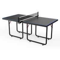 Moothlion Mid Size Indoor Table Tennis Table With Quick Clamp Ping Pong Net And Post, Foldable Indoor Pingpong Table Black And Blue