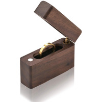 Yoption Ring Box, Handcrafted Walnut Wood Jewelry Box For Wedding Ceremony Ring Storage