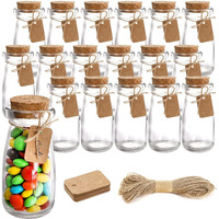 Kingrol 18 Pack Glass Bottles With Cork Stoppers, 3.5 Oz Vintage Glass Favor Jars For Arts, Crafts, Decoration, Party Favors