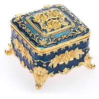 Hipiwe Vintage Metal Jewelry Box - Small Trinket Organizer Ring Box Case With Rose Pattern, Jewelry Storage Box For Ring Earrings Necklace, Keepsake Box For Women Girls, 3""X3""X2.4""