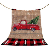 Red Truck Blanket Christmas Tree Flannel Blankets Snowflake Wood Grain Throw Blankets Soft Lightweight Bed Blanket Cozy Microfiber Blanket For Sofa Couch Home Christmas Decor 40X50Inch