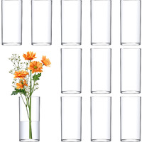 Amazing Abby - Vase Viola Piccolo - Acrylic Cylinder Vases (12-Piece Set), Plastic Cylindrical Flower Vases For Wedding Centerpieces, Home Decorations, Office Ornaments, Shatter-Proof, 6"" (H)
