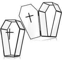 Sasylvia 2 Pcs Coffin Box Coffin Jewelry Box Gothic Jewelry Storage Coffin Glass Jewelry Box Gothic Storage Casket Decoration Gothic Home Decor Jewelry Box With Lid For Party Wedding