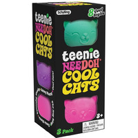 Schylling Needoh Teenie Cool Cat - Sensory Fidget Toy - 3 Mini Groovy Globs In Assorted Colors - Ages 3 To Adult (Pack Of 1)