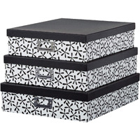 Soul & Lane Decorative Cardboard Storage Boxes With Lids For Home D  Cor - Set Of 3: Nesting Floral Black And White Photo Storage Box, Document Box, Scrapbook Paper Storage, Memory Box For Keepsakes