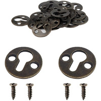 Adiyer 50Pcs Round 25Mm / 1-Inch Mortise Type Metal Keyhole Hangers Shelf Brackets Picture Frame Hanging Plate (Antique Bronze)