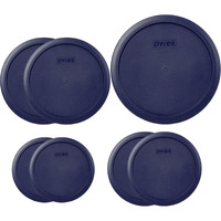 Pyrex Bundle - 7 Items: (1) 7402-Pc 6/7-Cup Blue Lid, (2) 7201-Pc 4-Cup Blue Lids, (2) 7200-Pc 2-Cup Blue Lids, (2) 7202-Pc 1-Cup Blue Lids Made In The Usa