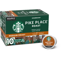 Starbucks K-Cup Coffee Pods, Medium Roast Coffee, Pike Place Roast For Keurig Coffee Makers, 100% Arabica, 1 Box (10 Pods)