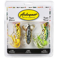Arbogast Triple Threat Fishing Lure, Includes 1 Jitterbug Lure And 2 Hula Popper Lures, Freshwater Fishing Lures And Accessories., 2 Hula Popper, 1 Jitterbug
