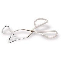 Better Houseware 10"" Angled Tongs, Silver With White Handle