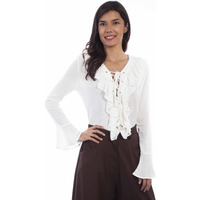 Ruffle Lace Up Blouse