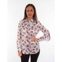Floral Blouse With Back Fringe