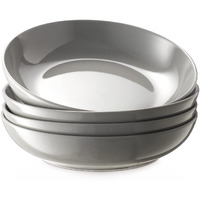 Y Yhy Pasta Bowls 32 Oz, 8.5"" Salad Bowls Set Of 4, Large Pasta Serving Bowl Set, Ceramic, Shallow Dinner Bowls Entree Bowls, Microwave & Dishwasher Safe, Grey