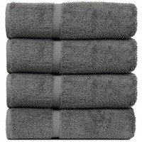 Luxury Hotel & Spa Collection Highly Absorbent, Quick Dry 100% Turkish Cotton 700 Gsm, Eco Friendly Towel, For Bathroom Dobby Border Soft Bath Towel Set 27 X 54 -Gray, Bath Towels - Set Of 4