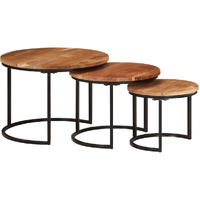 Vidaxl Nesting Tables 3 Pcs Solid Wood Acacia