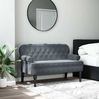 Vidaxl Bench With Backrest Dark Gray 47""X25.4""X29.5"" Velvet