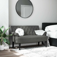 Vidaxl Bench With Backrest Dark Gray 47.2""X24.4""X29.7"" Fabric