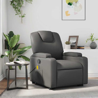 Vidaxl Massage Recliner Chair Gray Faux Leather