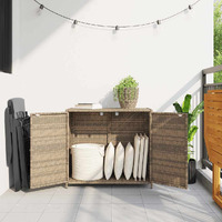 Vidaxl Patio Storage Cabinet Beige 32.7""X17.7""X29.9"" Poly Rattan