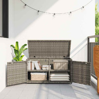 Vidaxl Patio Storage Cabinet Gray 43.3""X21.7""X23.8"" Poly Rattan