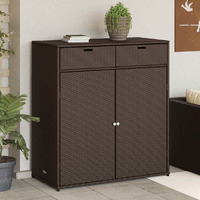 Vidaxl Patio Storage Cabinet Brown 41.3""X21.7""X44.5"" Poly Rattan