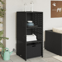 Vidaxl Patio Storage Cabinet Black 19.7""X21.7""X45.3"" Poly Rattan