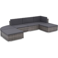Vidaxl 6 Piece Patio Lounge Set With Cushions Poly Rattan Gray