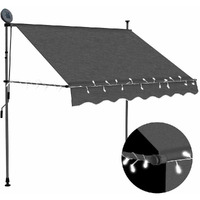 Vidaxl Manual Retractable Awning With Led 59.1"" Anthracite