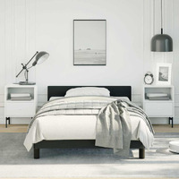 Vidaxl Bed Frame With Headboard Black 39.4""X79.9"" Twin Xl Faux Leather