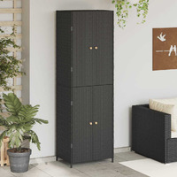 Vidaxl Garden Storage Cabinet Black 23.2""X15.7""X70.9"" Poly Rattan