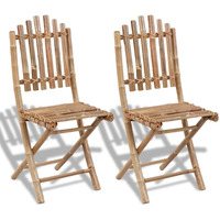 Vidaxl Folding Patio Chairs 2 Pcs Bamboo