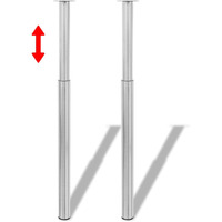Vidaxl 2 Telescopic Table Legs Brushed Nickel 28""-43.3""