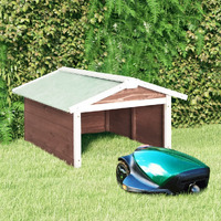 Vidaxl Robotic Lawn Mower Garage 28.3""X34.3""X19.7"" Mocca And White Firwood