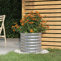 Vidaxl Garden Planter Powder-Coated Steel 15.7""X15.7""X14.2"" Silver