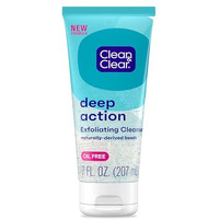 Clean & Clear Oil-Free Deep Action Facial Cleanser With Pro-Vitamin B5, Gentle Exfoliating Daily Face Wash Cleans Deep Down To The Pore For Soft, Smooth, Hydrated Skin, Paraben-Free, 7 Fl. Oz