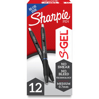 Sharpie S-Gel, Gel Pens, Medium Point (07Mm), Blue Ink Gel Pen, 12 Count